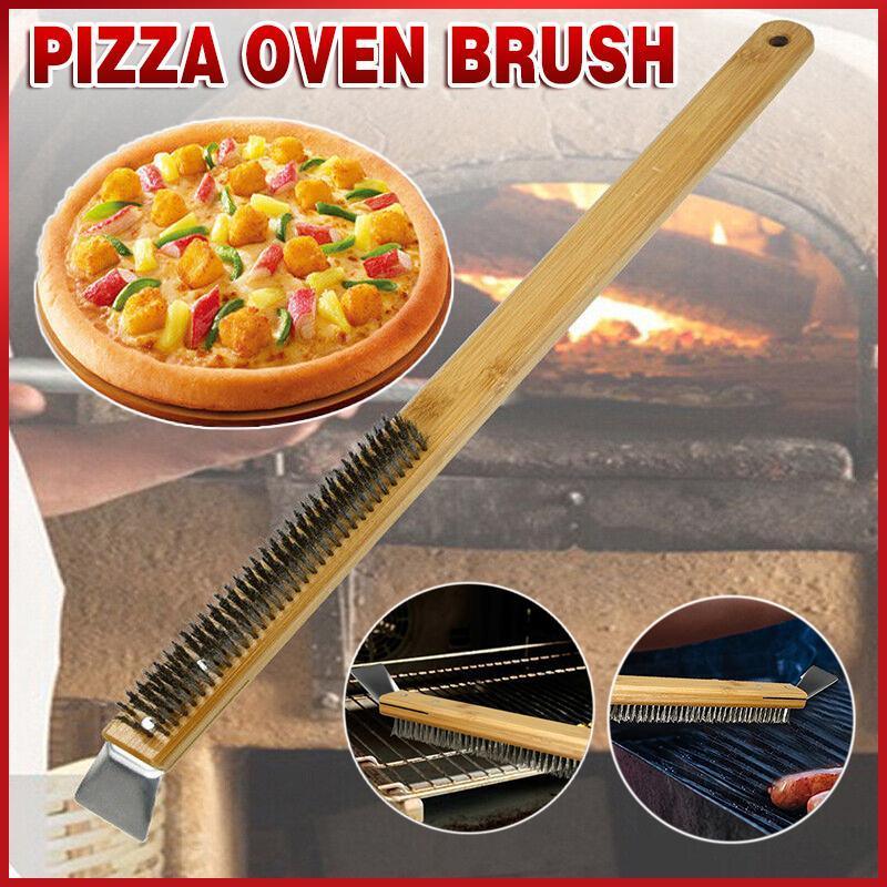 Long Handle Pizza Oven Brush Steel Wire BBQ Grill Cleaner with Scraper 57.5cm V528-SM00609-PIZZABRUSH-227309