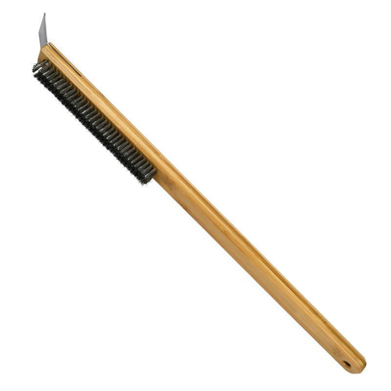 Long Handle Pizza Oven Brush Steel Wire BBQ Grill Cleaner with Scraper 57.5cm V528-SM00609-PIZZABRUSH-227309