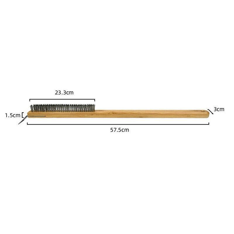 Long Handle Pizza Oven Brush Steel Wire BBQ Grill Cleaner with Scraper 57.5cm V528-SM00609-PIZZABRUSH-227309