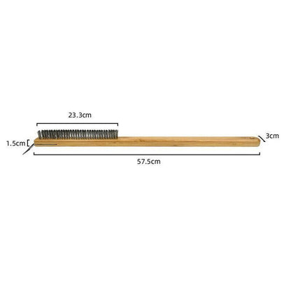 Long Handle Pizza Oven Brush Steel Wire BBQ Grill Cleaner with Scraper 57.5cm V528-SM00609-PIZZABRUSH-227309