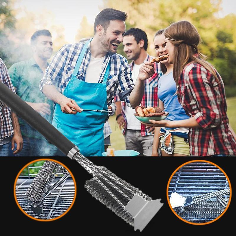 Grill Brush and Scraper 18 Inch Stainless Steel Barbecue Cleaning Brush Wire Bri V528-SM00610-S01-969229