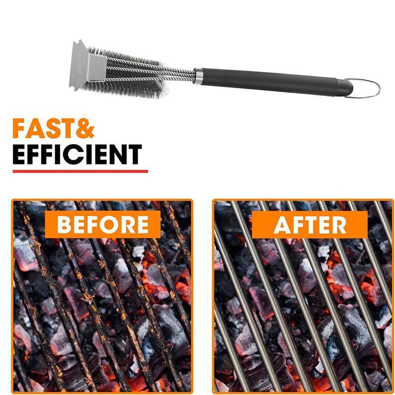 Grill Brush and Scraper 18 Inch Stainless Steel Barbecue Cleaning Brush Wire Bri V528-SM00610-S01-969229