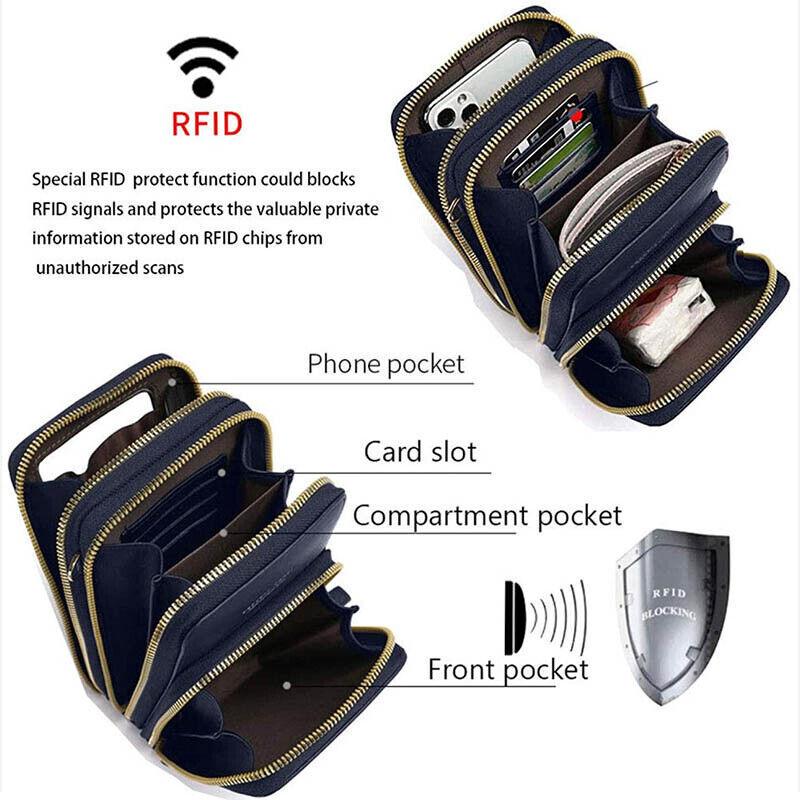 Women Crossbody Phone Purse Touch Screen Bag Rfid Blocking Wallet Shoulder Strap - Dark Green V528-SMALLBAGDARKGREEN23783