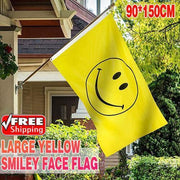 Large Yellow Smiley Face Flag Heavy Duty Outdoor Happy 90 X 150 CM - 3ft x 5ft V528-SMILEY-YELLOW-74520