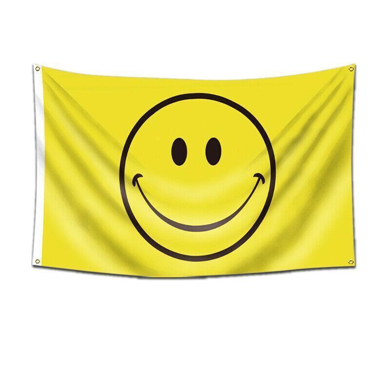Large Yellow Smiley Face Flag Heavy Duty Outdoor Happy 90 X 150 CM - 3ft x 5ft V528-SMILEY-YELLOW-74520