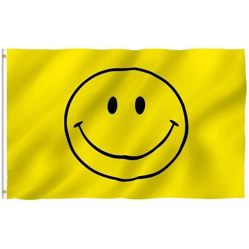 Large Yellow Smiley Face Flag Heavy Duty Outdoor Happy 90 X 150 CM - 3ft x 5ft V528-SMILEY-YELLOW-74520