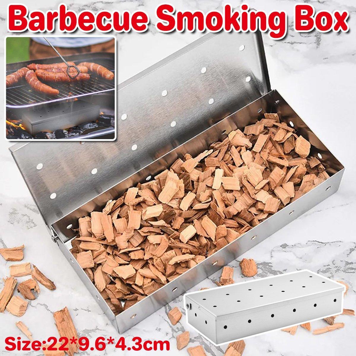 Stainless Steel Smoke Box Barbecue BBQ Smoking Wood Chip Smoker Grill Tool Box V528-SMOKER-BOX-539520