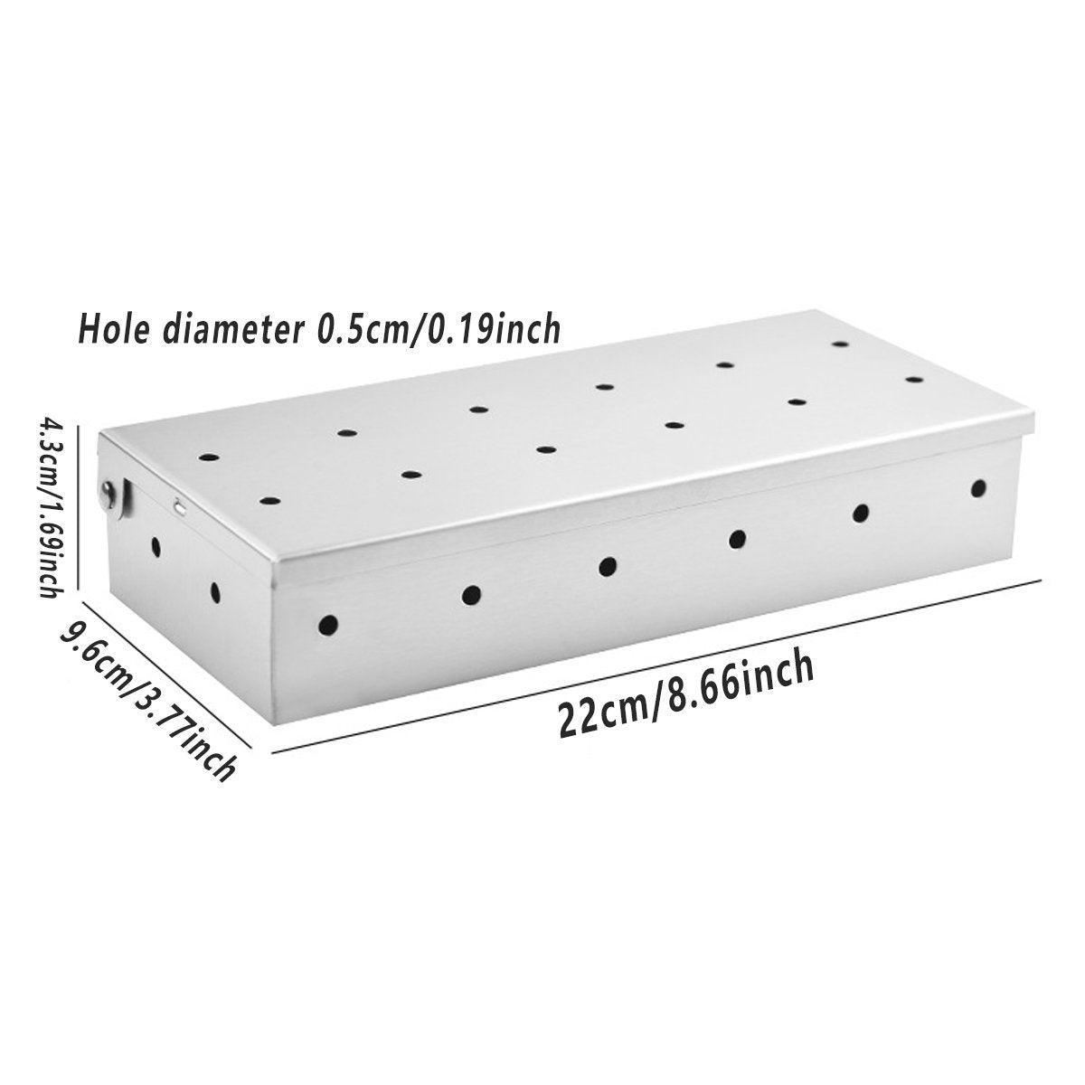 Stainless Steel Smoke Box Barbecue BBQ Smoking Wood Chip Smoker Grill Tool Box V528-SMOKER-BOX-539520