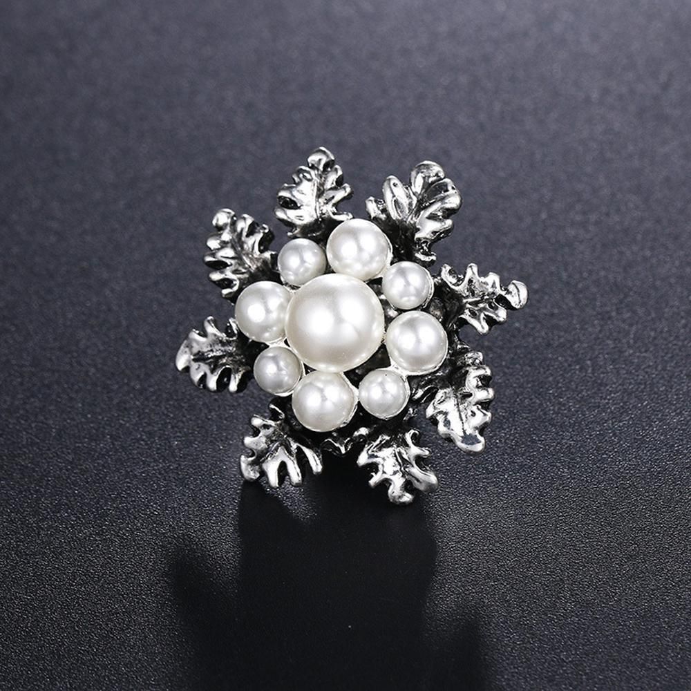 Imitation Pearl Brooch Elegant Jewelry Fashion Accessory Women Ladies Gift - Sliver V528-SN120-SLIVER-178178