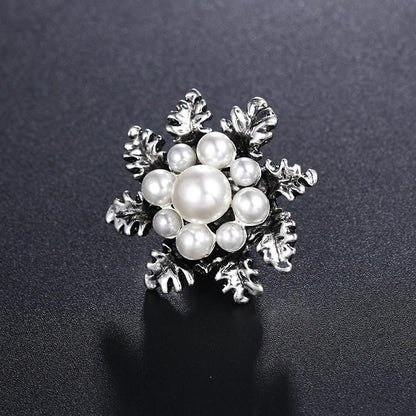 Imitation Pearl Brooch Elegant Jewelry Fashion Accessory Women Ladies Gift - Sliver V528-SN120-SLIVER-178178