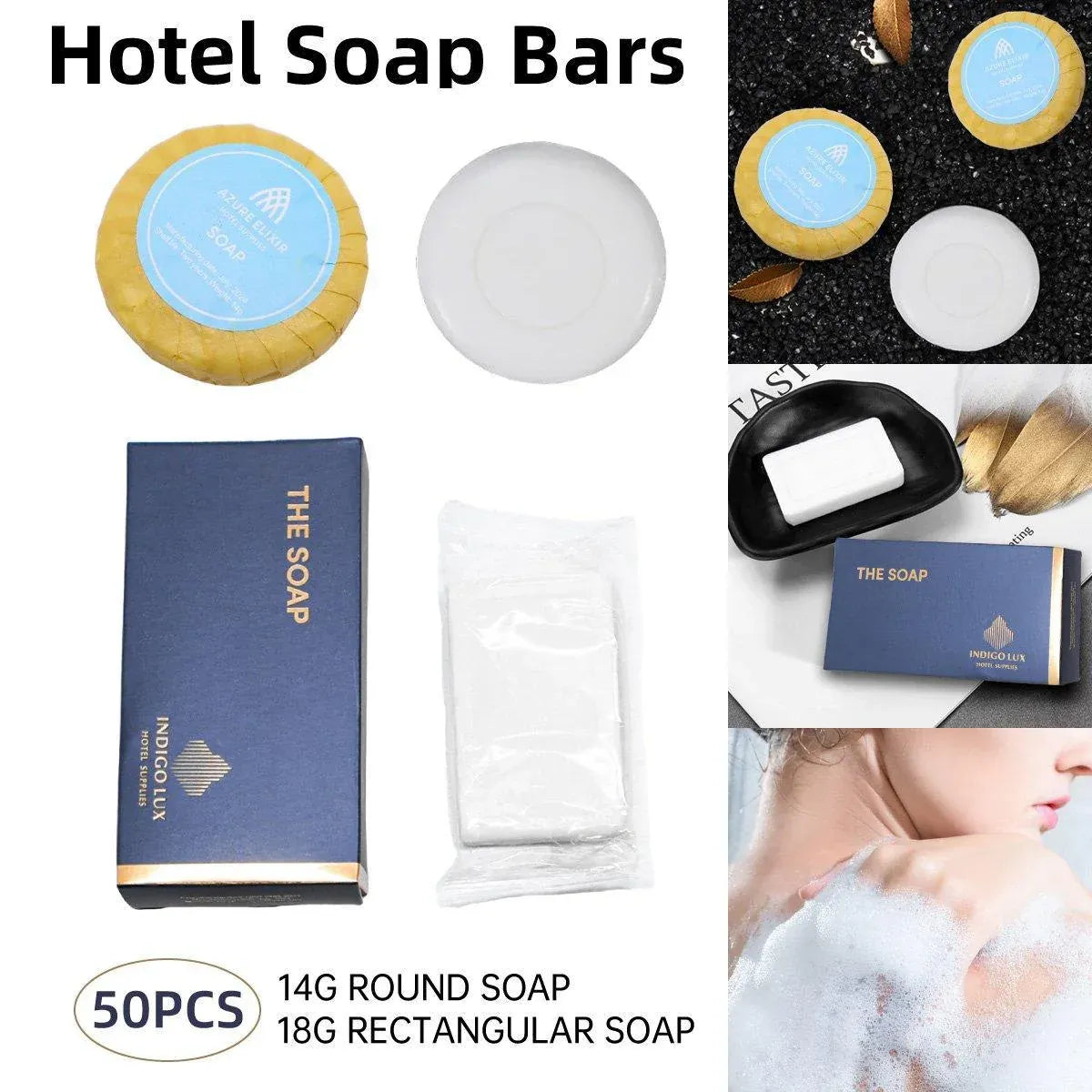 50pcs Hotel Soap Bars for Guesthouse Bathroom Travel Toiletries Set Hotel Use - Rectangle V528-SOAP-50PCS-565607