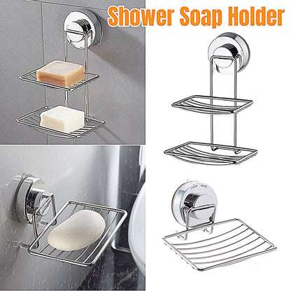 Shower Bar Holder Suction Basket Wall Mounted Stainless Steel Bathroom Soap Dish - Double Layer V528-SOAP-BOX-2-806705