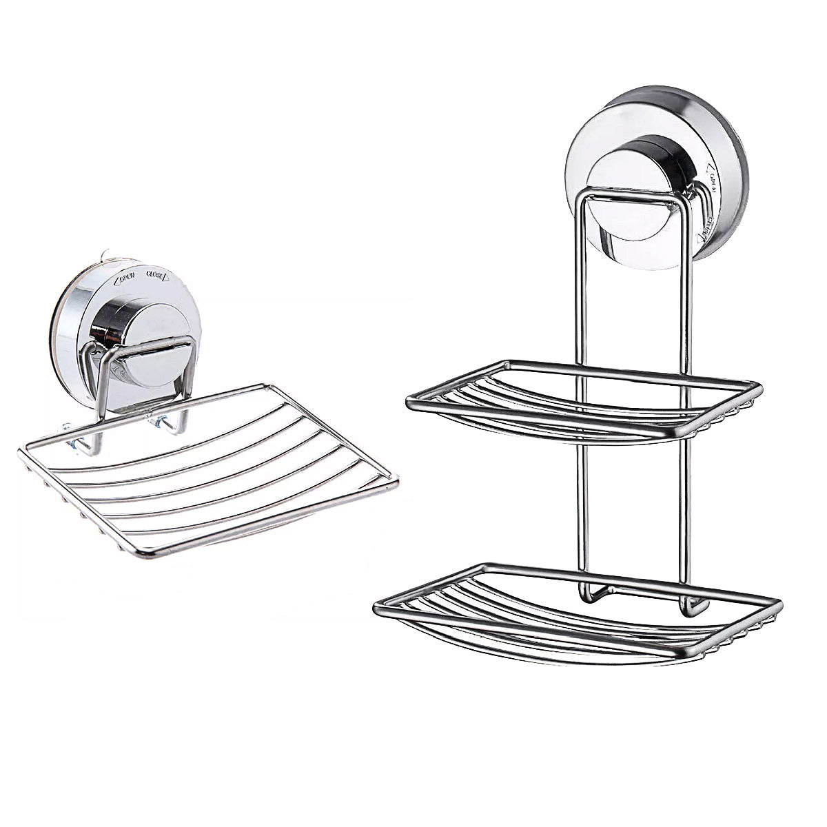 Shower Bar Holder Suction Basket Wall Mounted Stainless Steel Bathroom Soap Dish - Double Layer V528-SOAP-BOX-2-806705