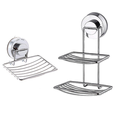 Shower Bar Holder Suction Basket Wall Mounted Stainless Steel Bathroom Soap Dish - Double Layer V528-SOAP-BOX-2-806705