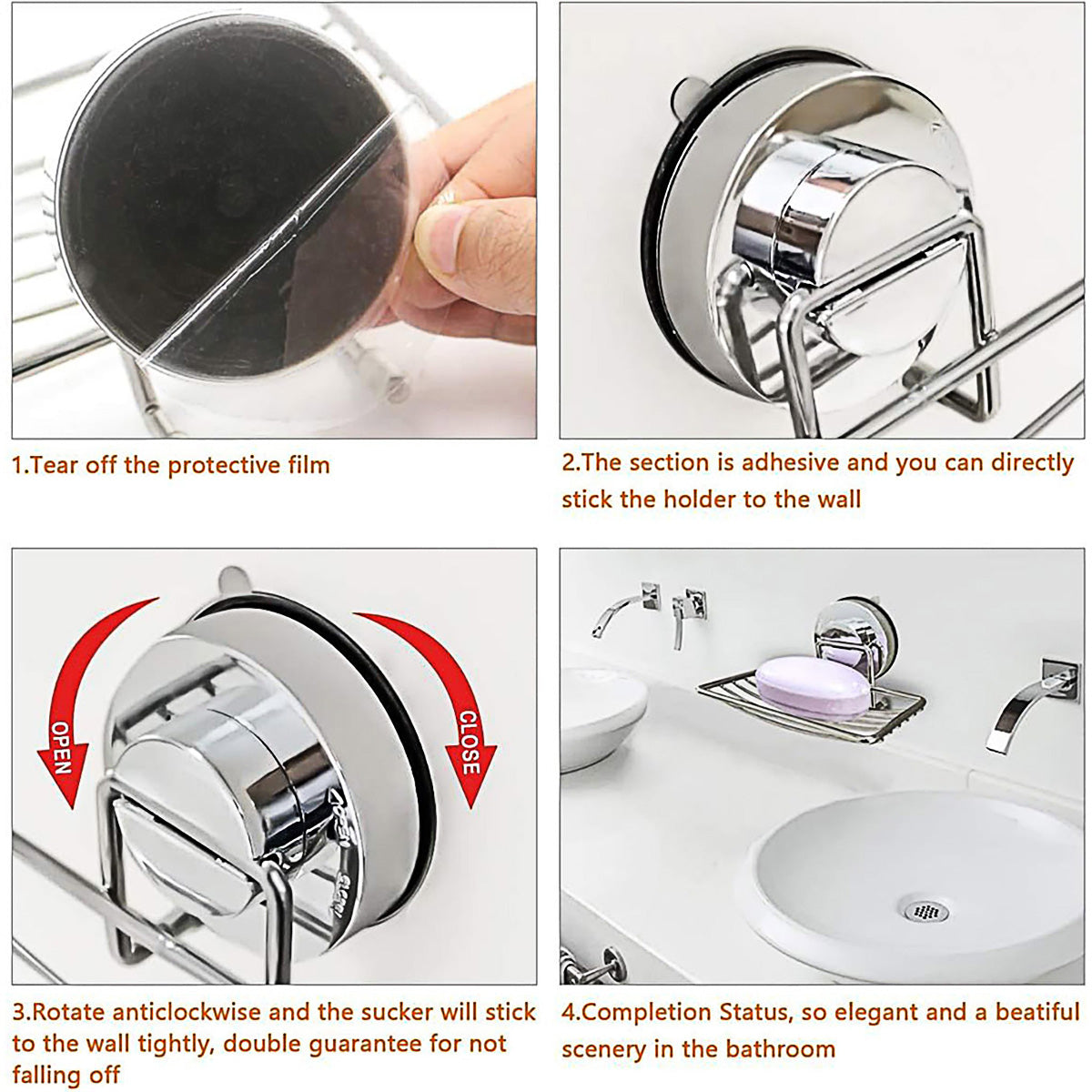 Shower Bar Holder Suction Basket Wall Mounted Stainless Steel Bathroom Soap Dish - Double Layer V528-SOAP-BOX-2-806705