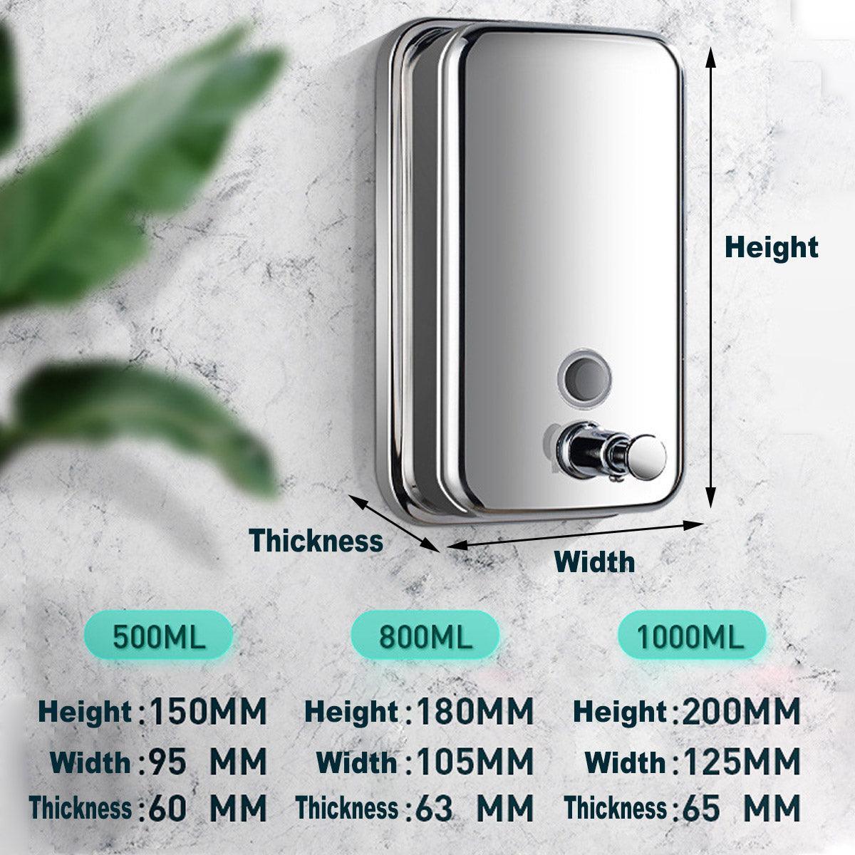 Stainless Steel Wall Mounted Soap Dispenser Hotel Bathroom Sanitizer Bottle - 800ML V528-SOAP-DISPENSER-800ML-982576