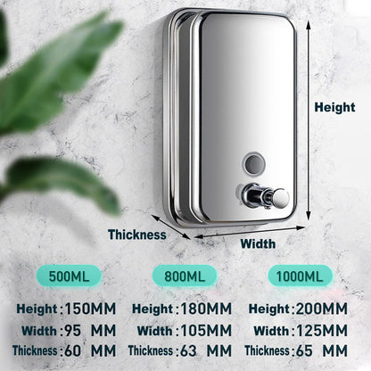 Stainless Steel Wall Mounted Soap Dispenser Hotel Bathroom Sanitizer Bottle - 800ML V528-SOAP-DISPENSER-800ML-982576