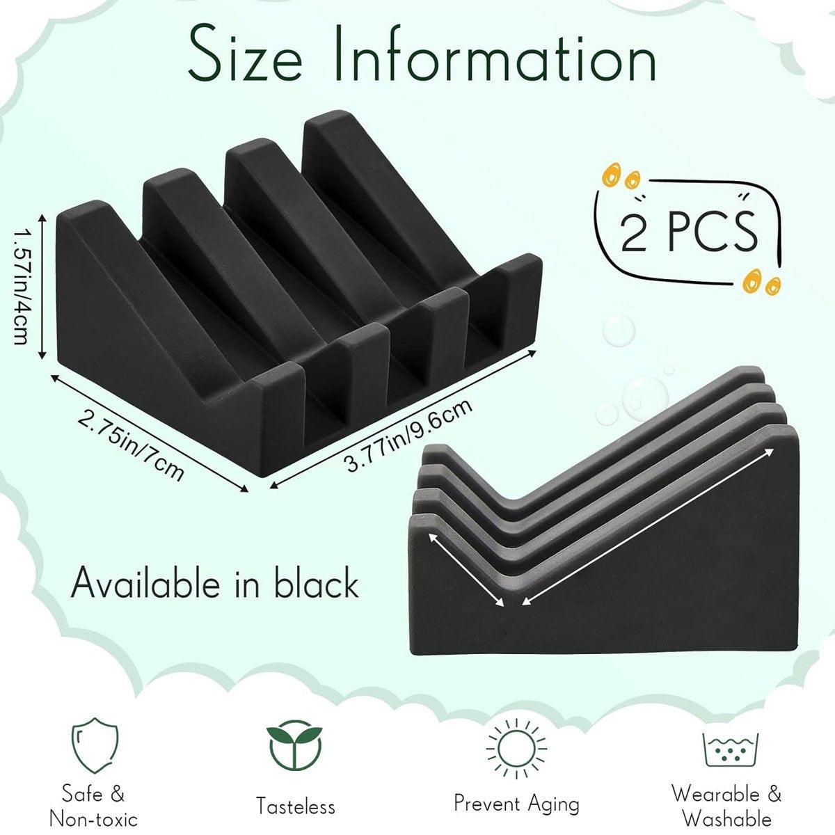 2PCS Silicone Soap Dish Holder Set Non-Slip Draining Soap Box Washable Pad Tray - White V528-SOAP-HOLDER-2PCS-IVORY-696213