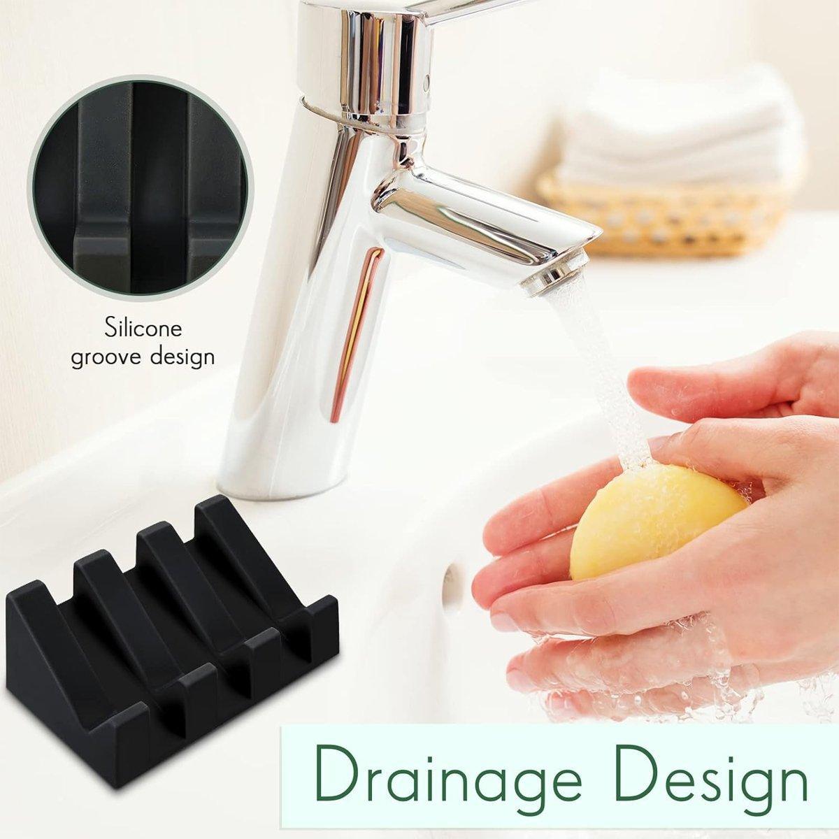 2PCS Silicone Soap Dish Holder Set Non-Slip Draining Soap Box Washable Pad Tray - White V528-SOAP-HOLDER-2PCS-IVORY-696213