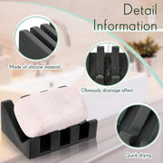 2PCS Silicone Soap Dish Holder Set Non-Slip Draining Soap Box Washable Pad Tray - White V528-SOAP-HOLDER-2PCS-IVORY-696213