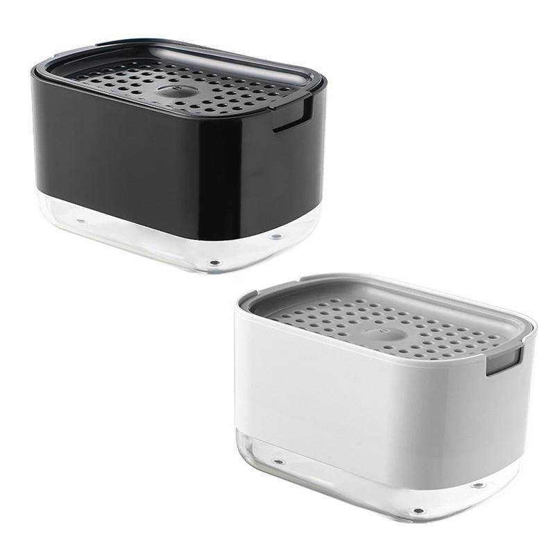 2in1 Soap Dispenser Pump Sponge Holder Countertop Dishwashing Liquid Container - Black V528-SOAPDISPENSER-BLACK-108443