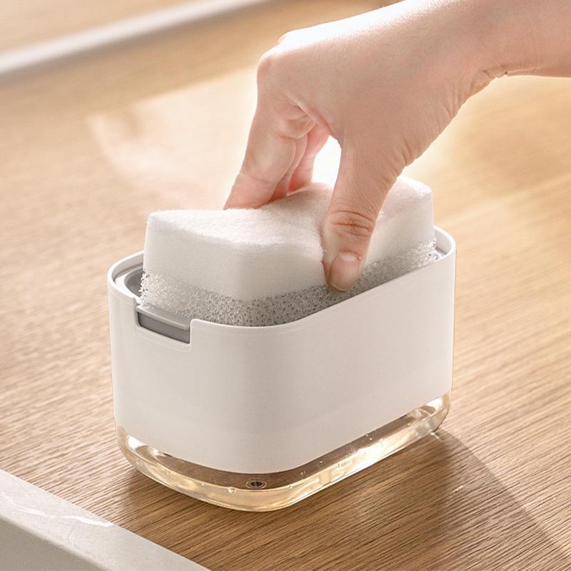 2in1 Soap Dispenser Pump Sponge Holder Countertop Dishwashing Liquid Container - Black V528-SOAPDISPENSER-BLACK-108443