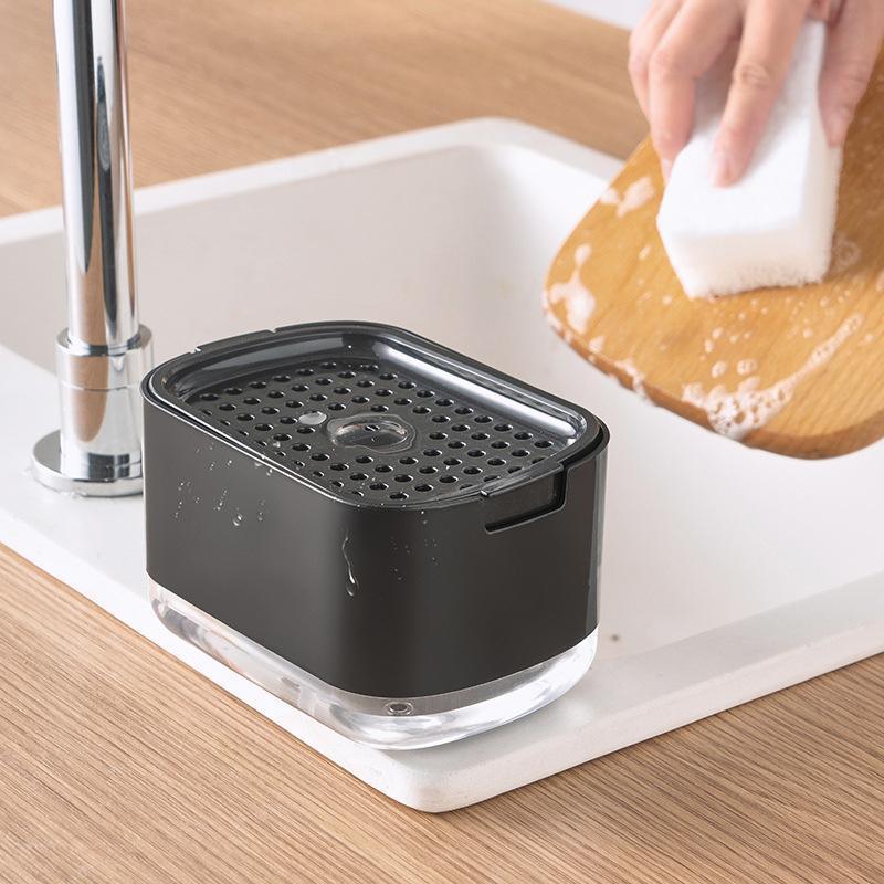 2in1 Soap Dispenser Pump Sponge Holder Countertop Dishwashing Liquid Container - Black V528-SOAPDISPENSER-BLACK-108443