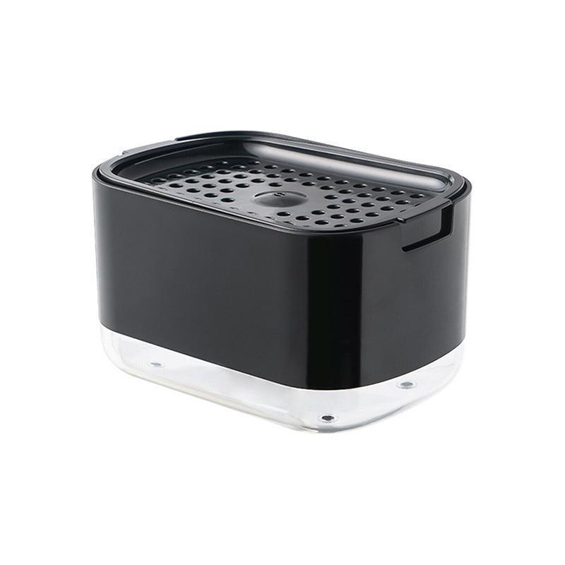 2in1 Soap Dispenser Pump Sponge Holder Countertop Dishwashing Liquid Container - Black V528-SOAPDISPENSER-BLACK-108443