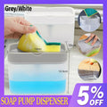 2 In 1 Soap Pump Dispenser Sponge Holder Dish Washing Liquid Container Kitchen - Grey V528-SOAPPUMPDISPENSER-GRAY-995604