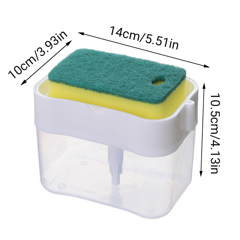 2 In 1 Soap Pump Dispenser Sponge Holder Dish Washing Liquid Container Kitchen - Grey V528-SOAPPUMPDISPENSER-GRAY-995604