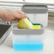 2 In 1 Soap Pump Dispenser Sponge Holder Dish Washing Liquid Container Kitchen - Grey V528-SOAPPUMPDISPENSER-GRAY-995604