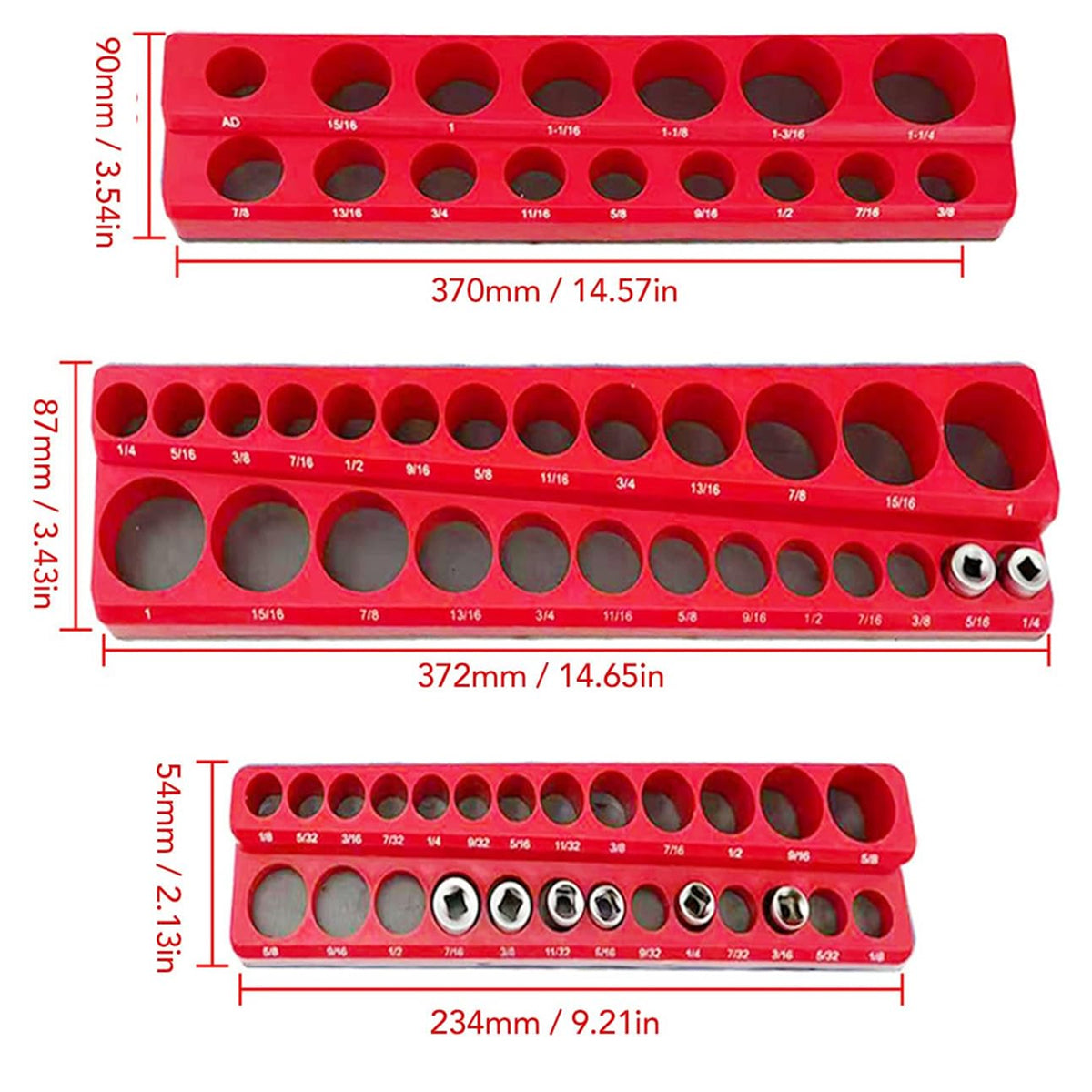 Plastic Socket Storage Rack Tool Organizer for Metric and Imperial Sockets V528-SOCKET-HOLDER-88852RED-EN-338719