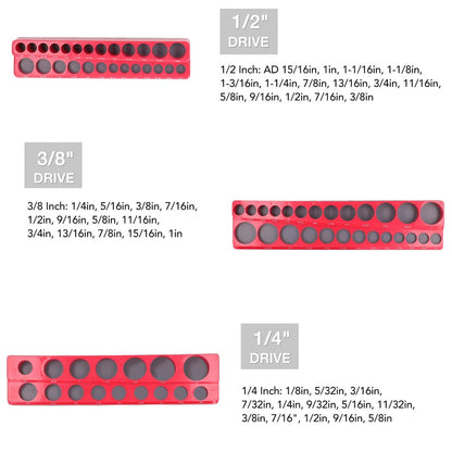 Plastic Socket Storage Rack Tool Organizer for Metric and Imperial Sockets V528-SOCKET-HOLDER-88852RED-EN-338719