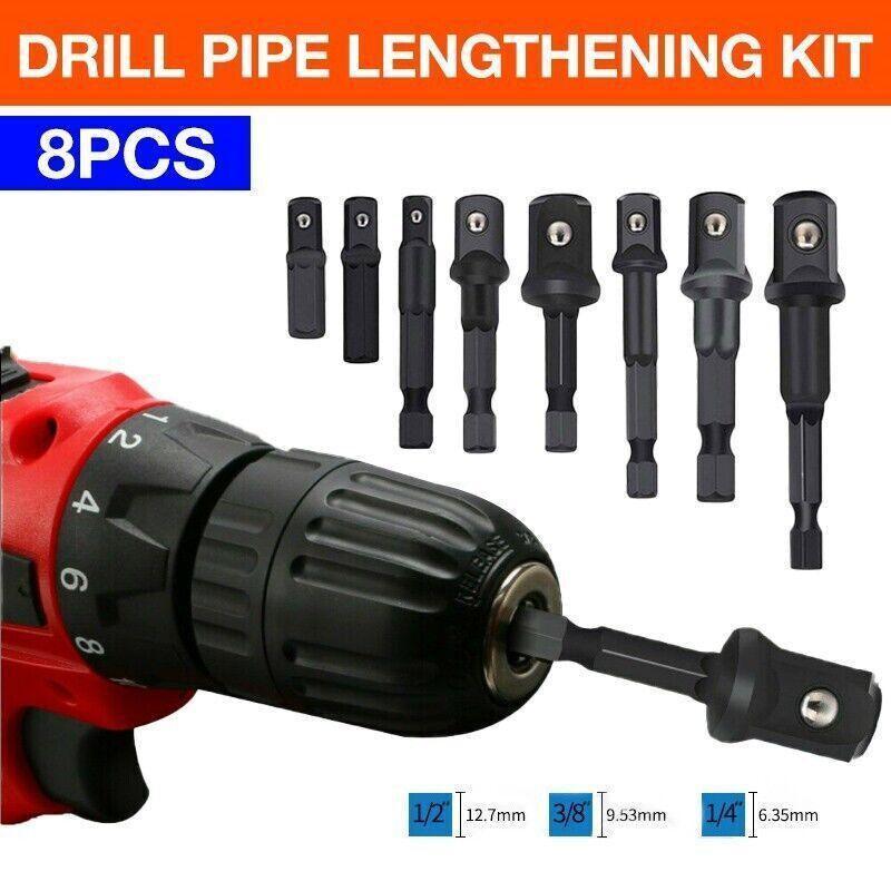 8PCS Power Drill Socket Adapter Extension Set Impact Nut Driver Hex Bit Tool Kit V528-SOCKETADAPTER-804154