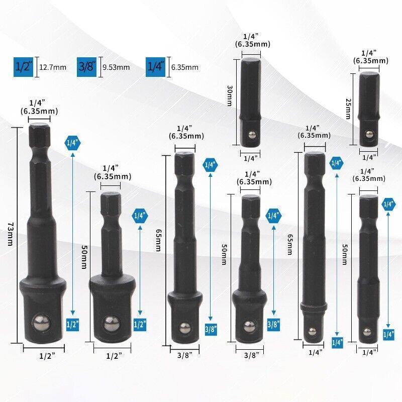 8PCS Power Drill Socket Adapter Extension Set Impact Nut Driver Hex Bit Tool Kit V528-SOCKETADAPTER-804154