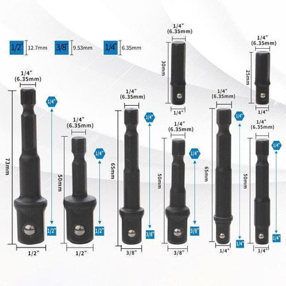 8PCS Power Drill Socket Adapter Extension Set Impact Nut Driver Hex Bit Tool Kit V528-SOCKETADAPTER-804154