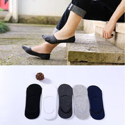 5 Pairs No Show Liner Socks Non Slip Cotton Low Cut Invisible Unisex Footies - White+Light Grey+Dark V528-SOCKS-5PCS-5COLOUR2NAVY-10286