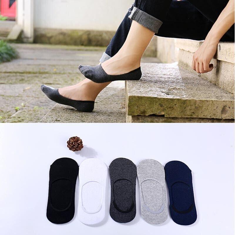 5 Pairs No Show Liner Socks Non Slip Cotton Low Cut Invisible Unisex Footies - Dark Grey V528-SOCKS-5PCS-DARKGREY-76380