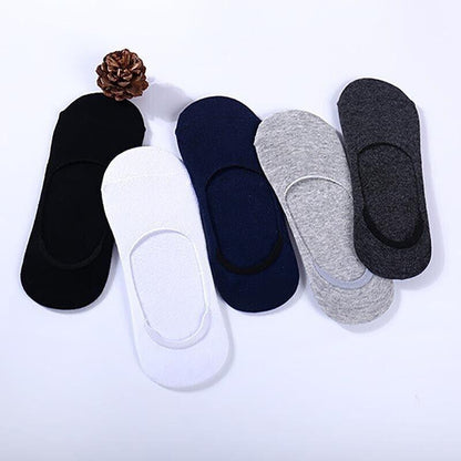 5 Pairs No Show Liner Socks Non Slip Cotton Low Cut Invisible Unisex Footies - Dark Grey V528-SOCKS-5PCS-DARKGREY-76380