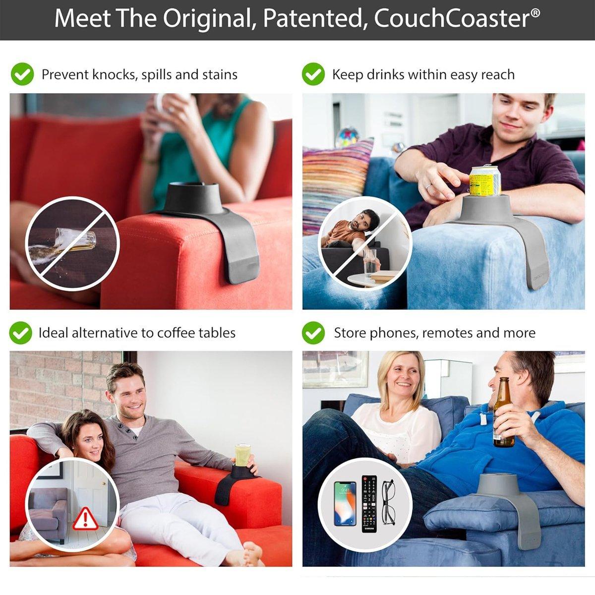 Couch Cup Holder Silicone Drink Coaster Tray Sofa Armrest Stand Car Cup Holder - Grey V528-SOFA-ARMREST-GREY-484194