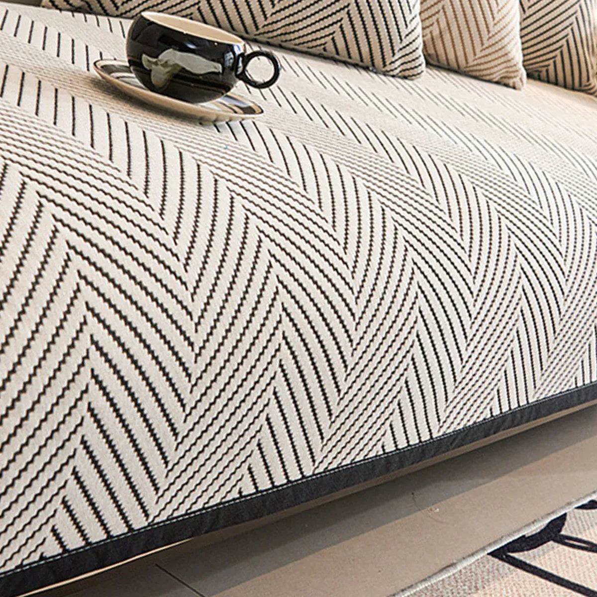 Sofa Cushion Cover Modern Non Slip Couch Protector Furniture Seat Slipcover Pad - 70x150cm V528-SOFA-COVER-BLACK-150-114566