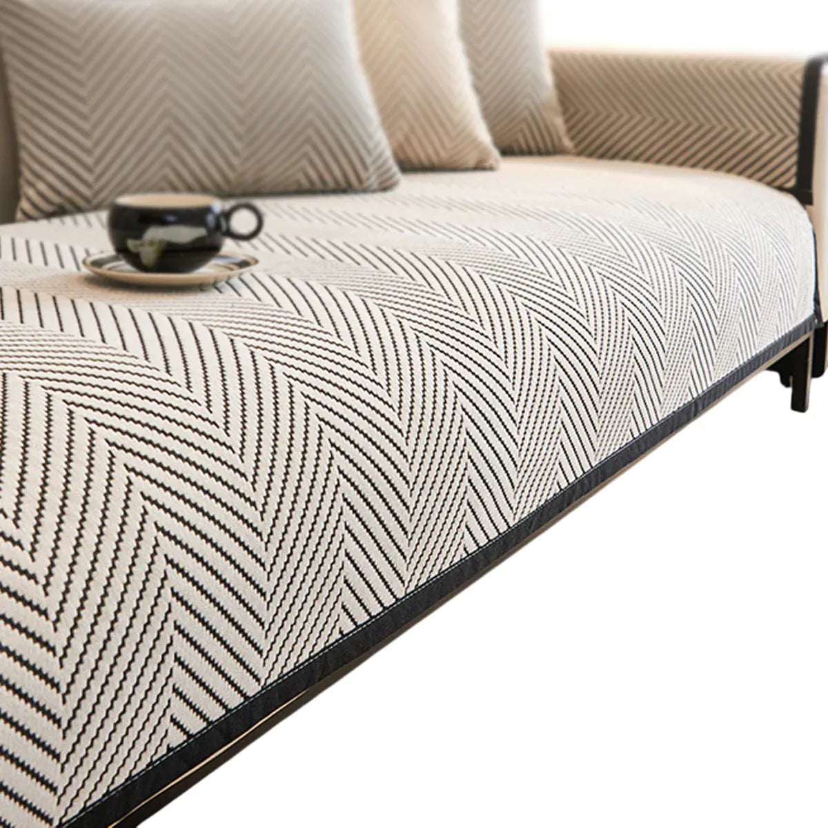 Sofa Cushion Cover Modern Non Slip Couch Protector Furniture Seat Slipcover Pad - 70x210cm V528-SOFA-COVER-BLACK-210-431302