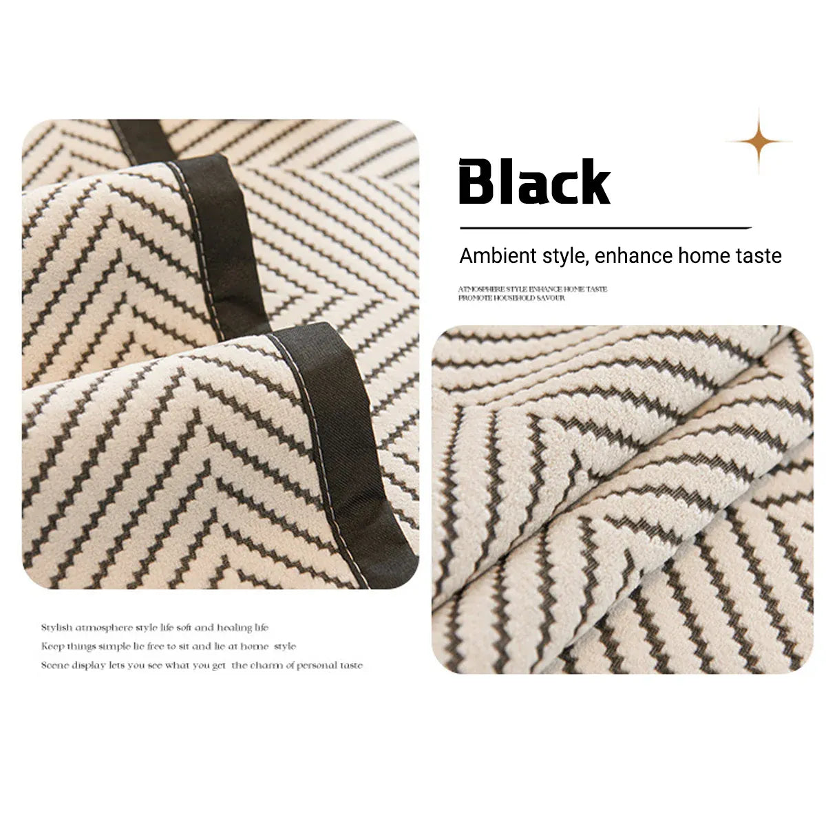 Sofa Cushion Cover Modern Non Slip Couch Protector Furniture Seat Slipcover Pad - 70x210cm V528-SOFA-COVER-BLACK-210-431302