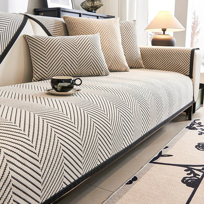 Sofa Cushion Cover Modern Non Slip Couch Protector Furniture Seat Slipcover Pad - 70x210cm V528-SOFA-COVER-BLACK-210-431302