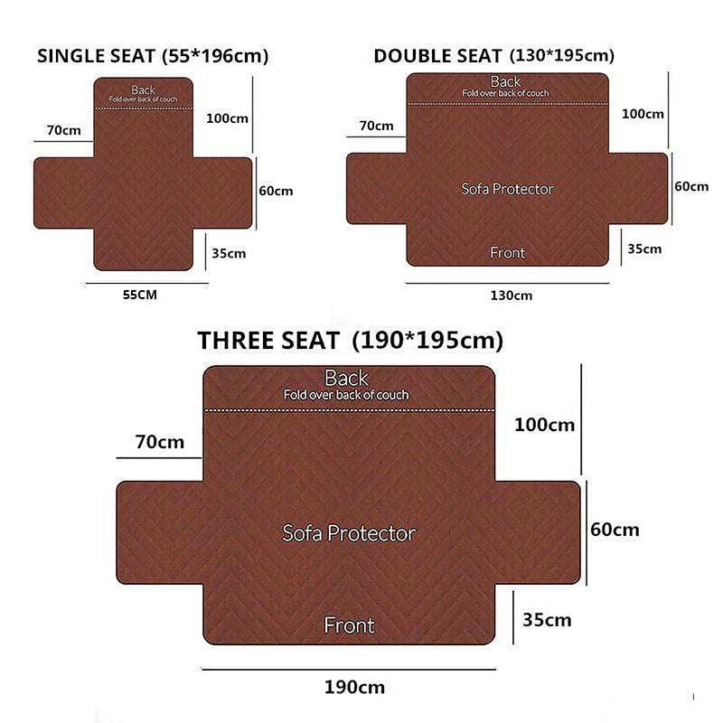 130X195cm Seater Pet Sofa Protector Cover Quilted Couch Covers Lounge Slipcover - Lake Blue V528-SOFACOVER-GREEN-130-196-99317