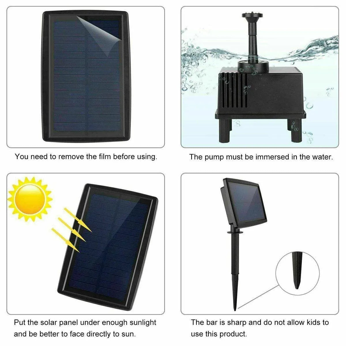 Solar Powered Water Fountain Pump Garden Pond Submersible Filter Fish Tank Kit V528-SOLAR-FOUNTAIN-106365