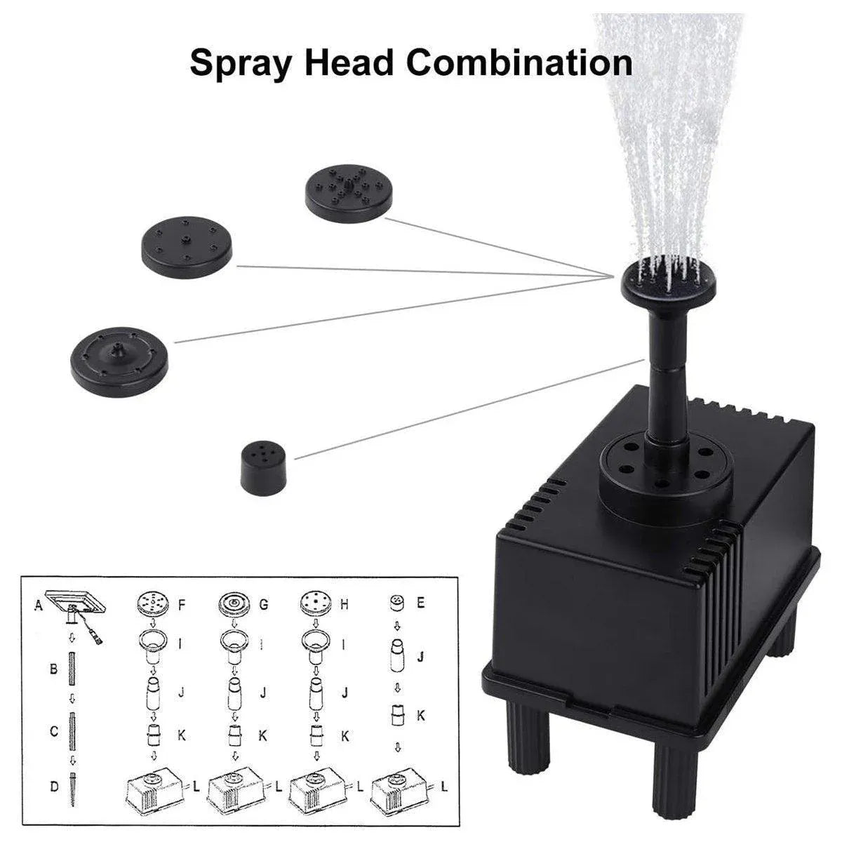 Solar Powered Water Fountain Pump Garden Pond Submersible Filter Fish Tank Kit V528-SOLAR-FOUNTAIN-106365