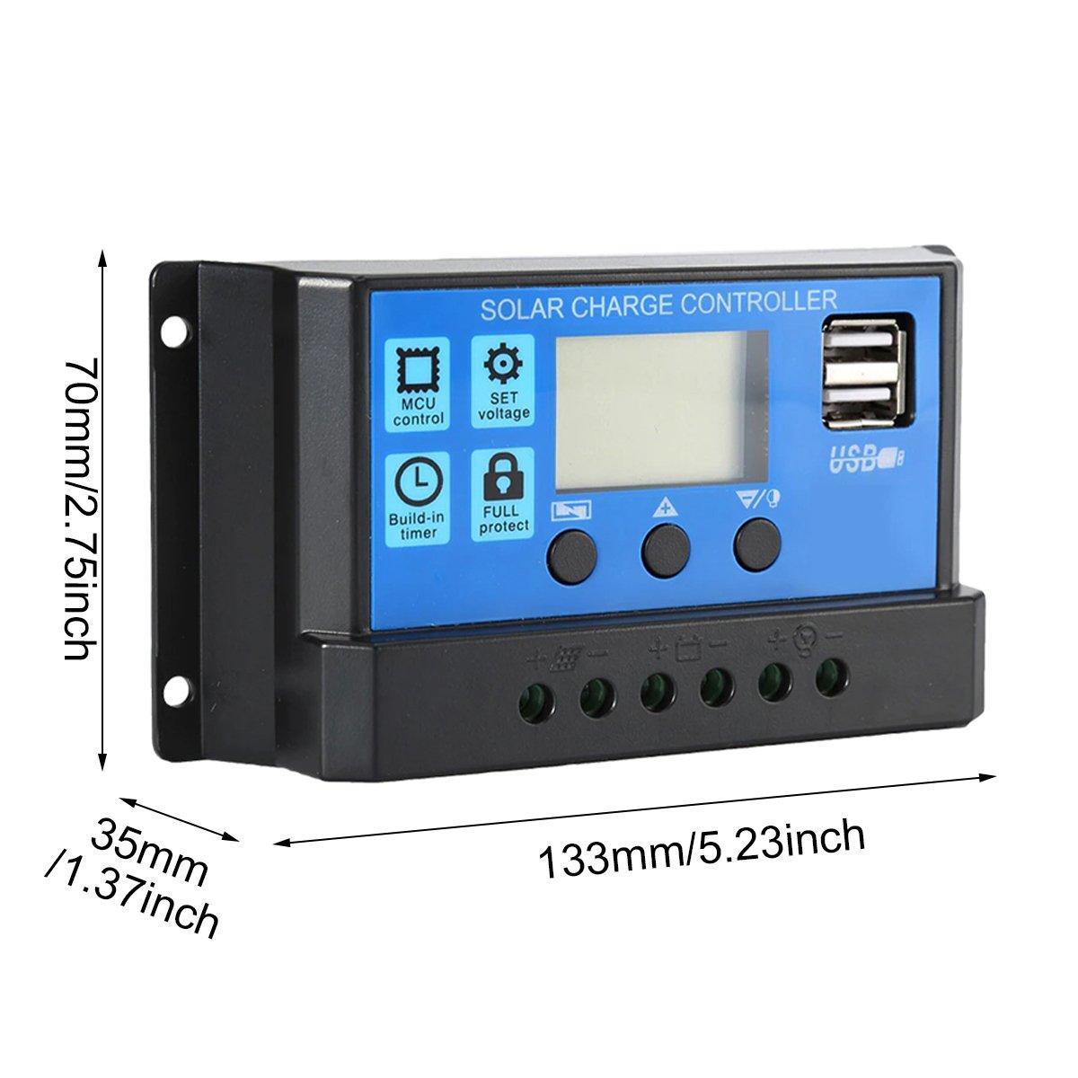 20A Solar Charge Controller 12V 24V LCD 2 USB Ports Lead-Acid Regulator V528-SOLARCHARGECONTROLLER-20A-414877