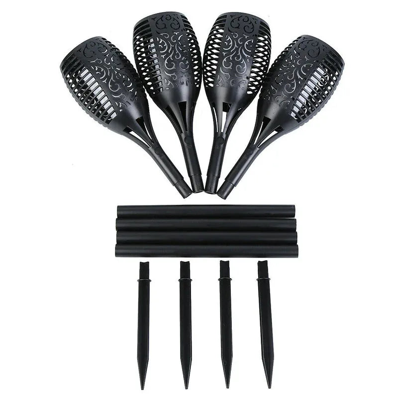 4pcs LED Solar Flickering Flame Torch Lights Outdoor Garden Path Landscape Lamps V528-SOLARLAMP-12LED-4PCS-80295