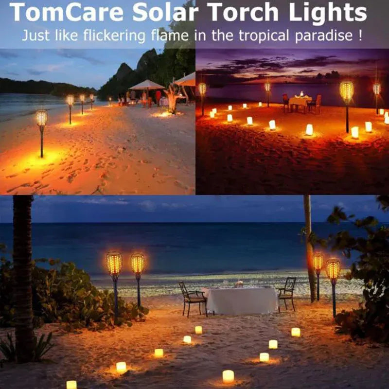 4pcs LED Solar Flickering Flame Torch Lights Outdoor Garden Path Landscape Lamps V528-SOLARLAMP-12LED-4PCS-80295